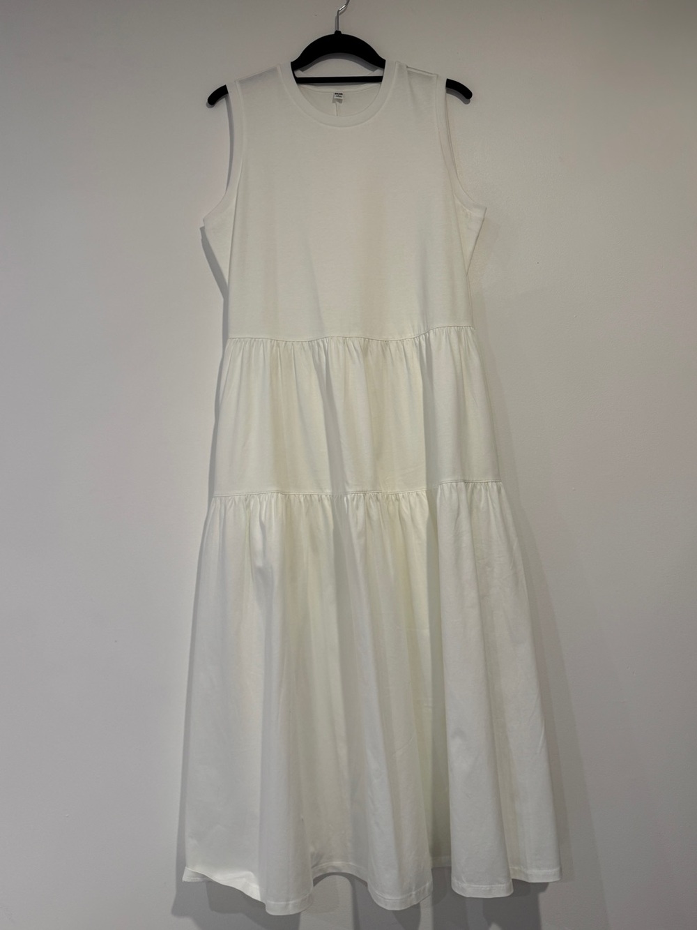 Uniqlo Women’s Cotton White Tiered Maxi Dress - Size Large